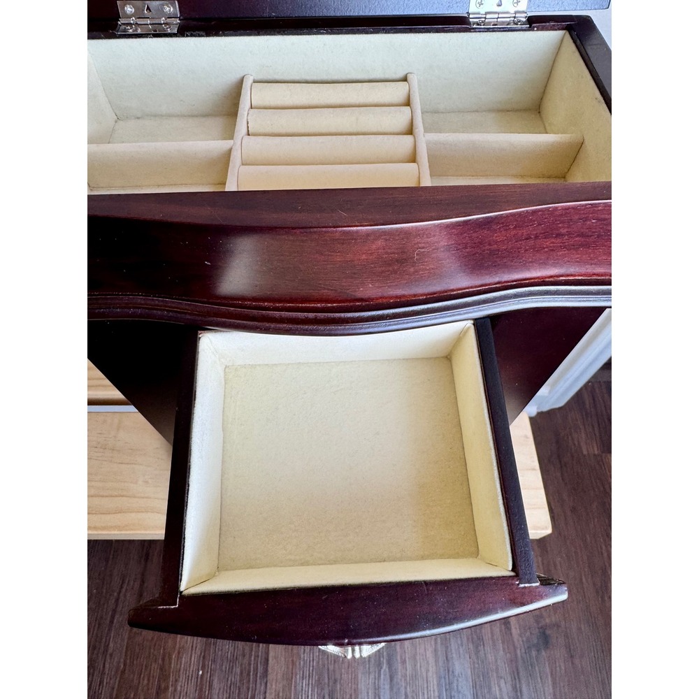 Vintage Wood Jewelry Box Romantic Whimsigoth Armoire Tabletop Organizer - Picture 8 of 14